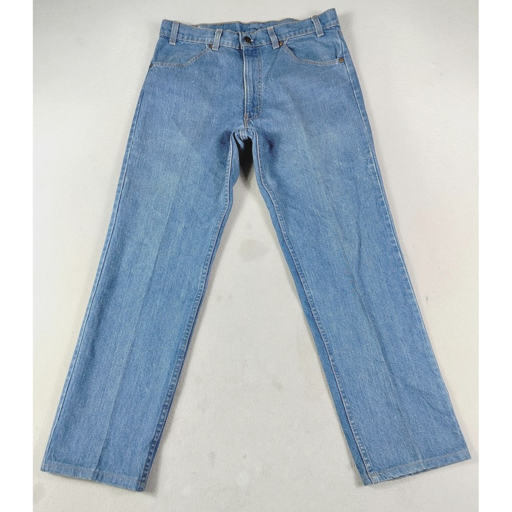 Vintage Levis Jeans Mens 34 Light Wash Blue Straight Denim Made In USA White Tab